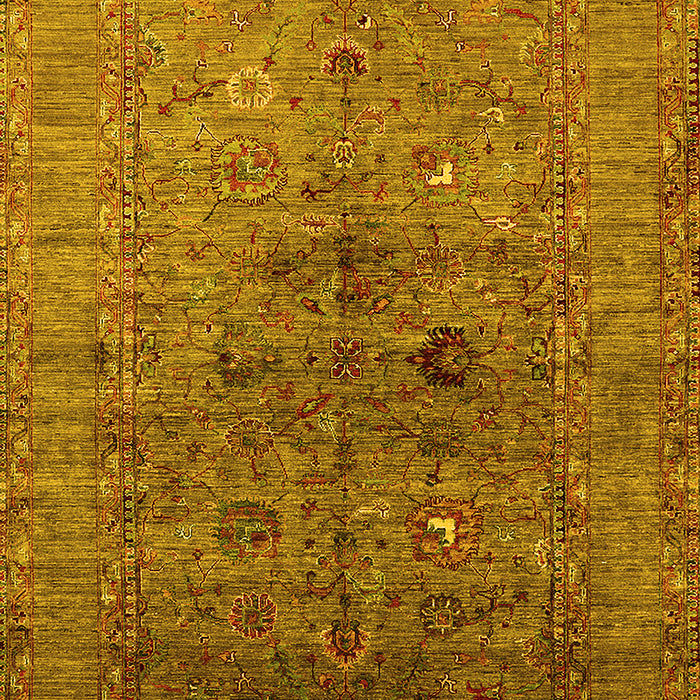 Machine Washable Oriental Yellow Industrial Rug, wshurb2428yw