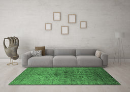 Machine Washable Oriental Emerald Green Industrial Area Rugs in a Living Room,, wshurb2428emgrn