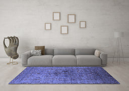 Machine Washable Oriental Blue Industrial Rug in a Living Room, wshurb2428blu