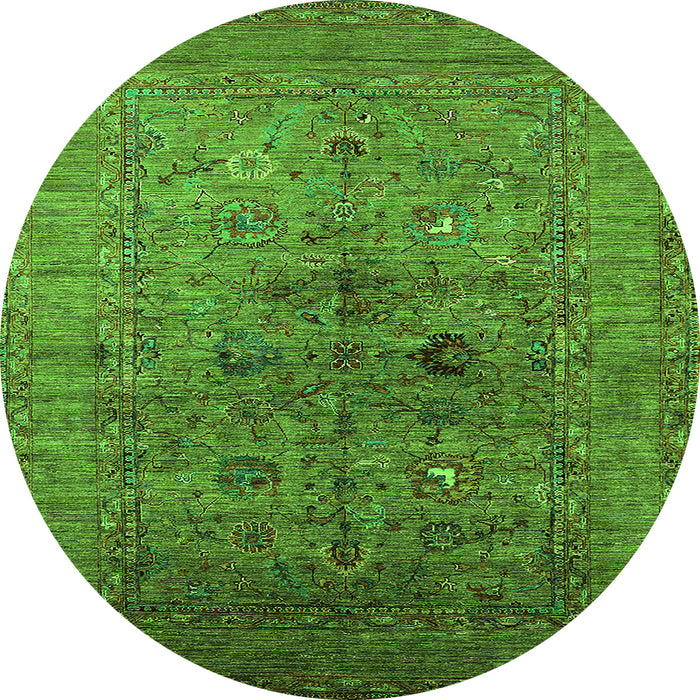 Round Oriental Green Industrial Rug, urb2428grn