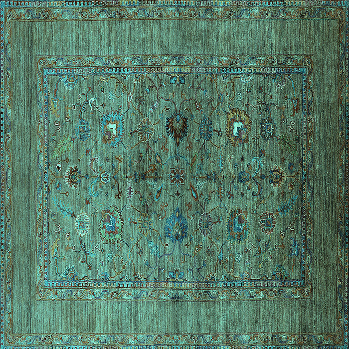 Square Oriental Turquoise Industrial Rug, urb2428turq