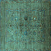 Square Oriental Turquoise Industrial Rug, urb2428turq