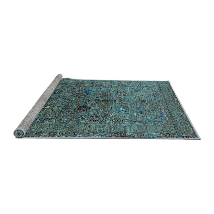 Sideview of Machine Washable Oriental Light Blue Industrial Rug, wshurb2428lblu