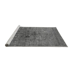 Sideview of Machine Washable Oriental Gray Industrial Rug, wshurb2428gry