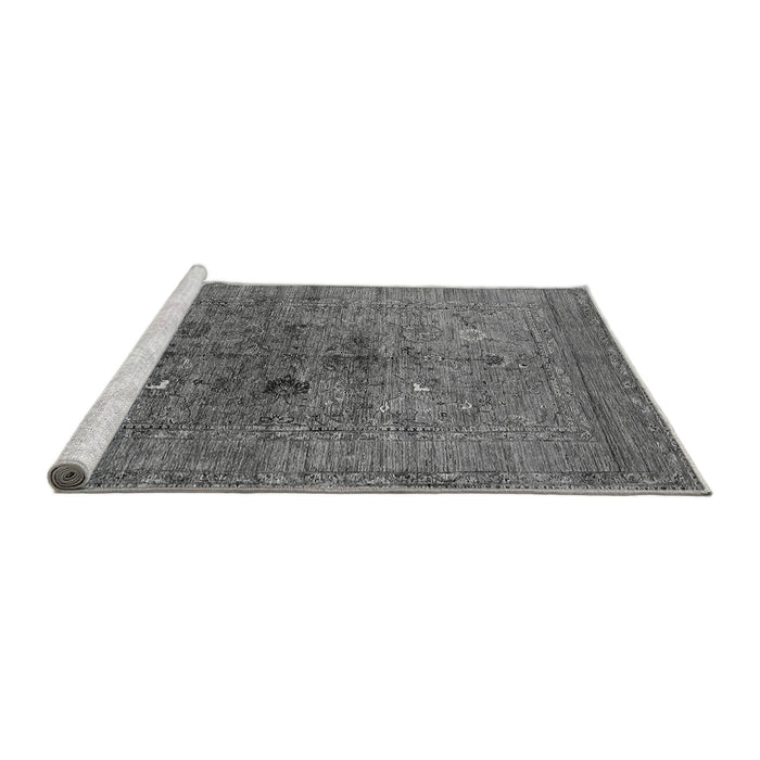 Sideview of Machine Washable Oriental Gray Industrial Rug, wshurb2428gry
