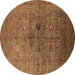 Round Oriental Brown Industrial Rug, urb2428brn