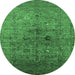 Round Oriental Emerald Green Industrial Rug, urb2428emgrn