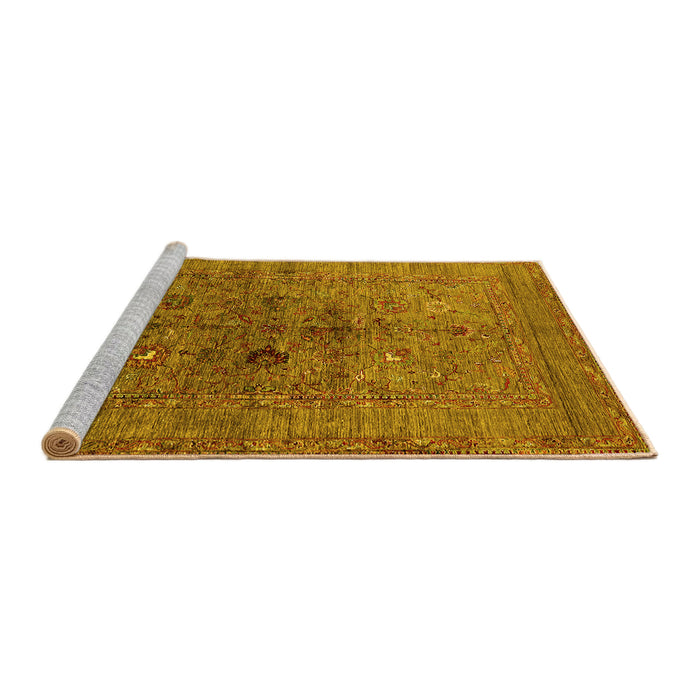 Sideview of Machine Washable Oriental Yellow Industrial Rug, wshurb2428yw