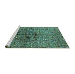 Sideview of Machine Washable Oriental Turquoise Industrial Area Rugs, wshurb2428turq