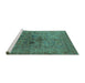 Sideview of Machine Washable Oriental Turquoise Industrial Area Rugs, wshurb2428turq