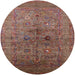 Round Mid-Century Modern Orange Salmon Pink Oriental Rug, urb2428