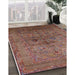 Mid-Century Modern Orange Salmon Pink Oriental Rug in Family Room, urb2428