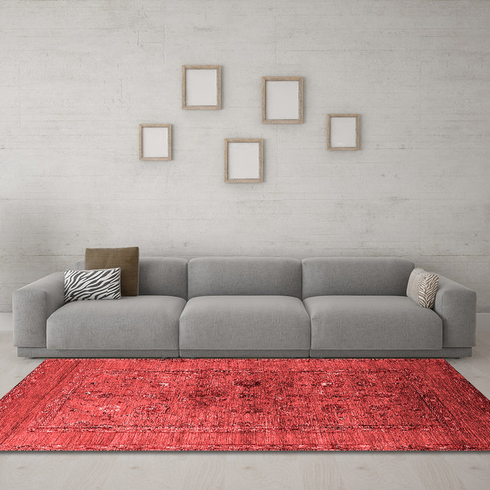 Industrial Red Washable Rugs
