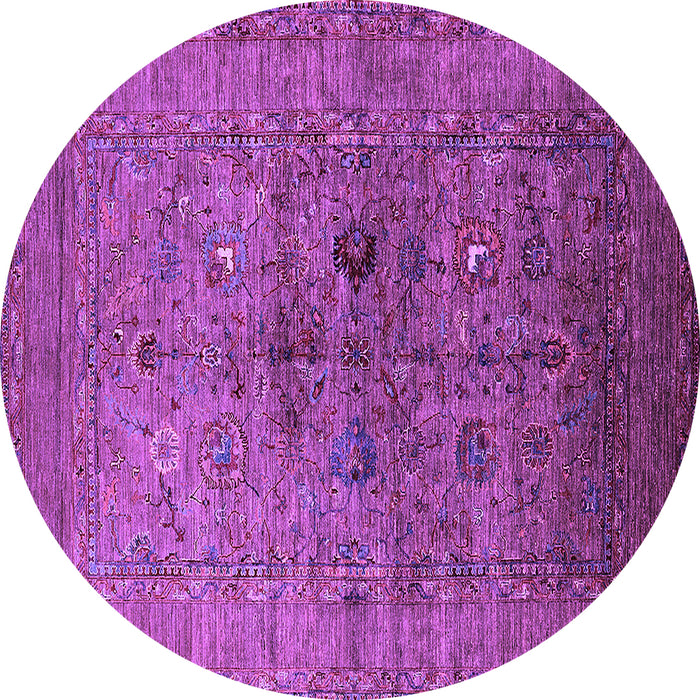 Round Machine Washable Oriental Purple Industrial Area Rugs, wshurb2428pur