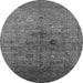 Round Machine Washable Oriental Gray Industrial Rug, wshurb2428gry