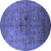 Round Oriental Blue Industrial Rug, urb2428blu