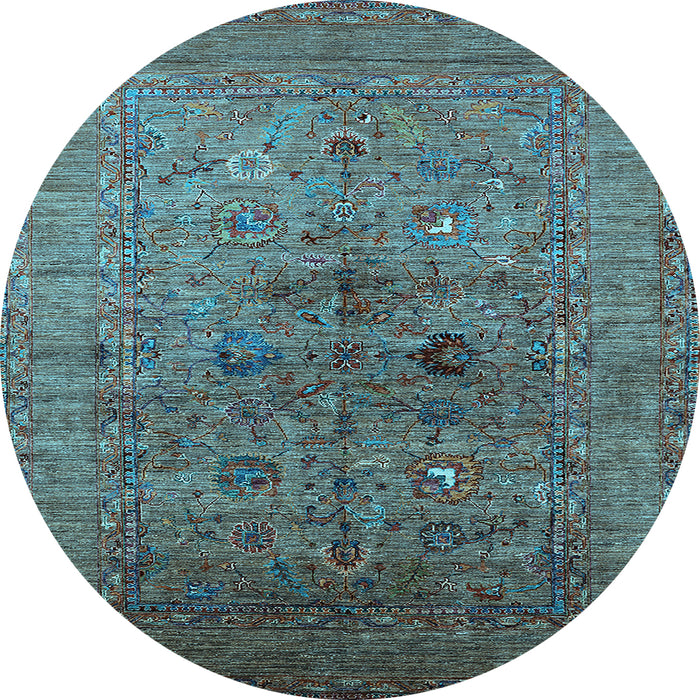 Round Oriental Light Blue Industrial Rug, urb2428lblu