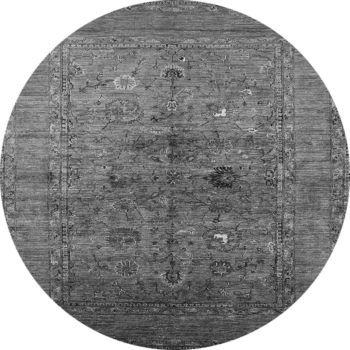 Round Oriental Gray Industrial Rug, urb2428gry