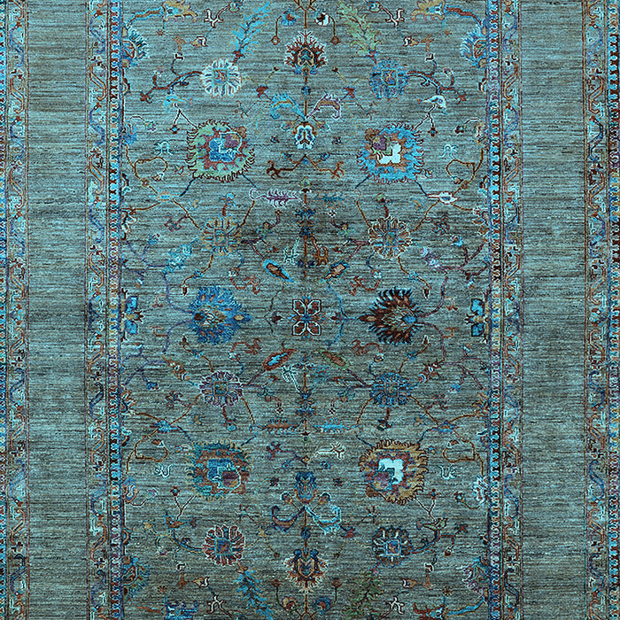 Machine Washable Oriental Light Blue Industrial Rug, wshurb2428lblu