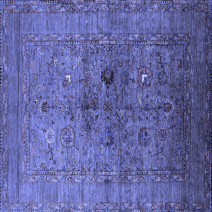 Square Machine Washable Oriental Blue Industrial Rug, wshurb2428blu