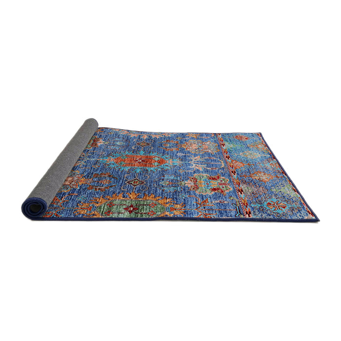Sideview of Mid-Century Modern Koi Blue Oriental Rug, urb2429