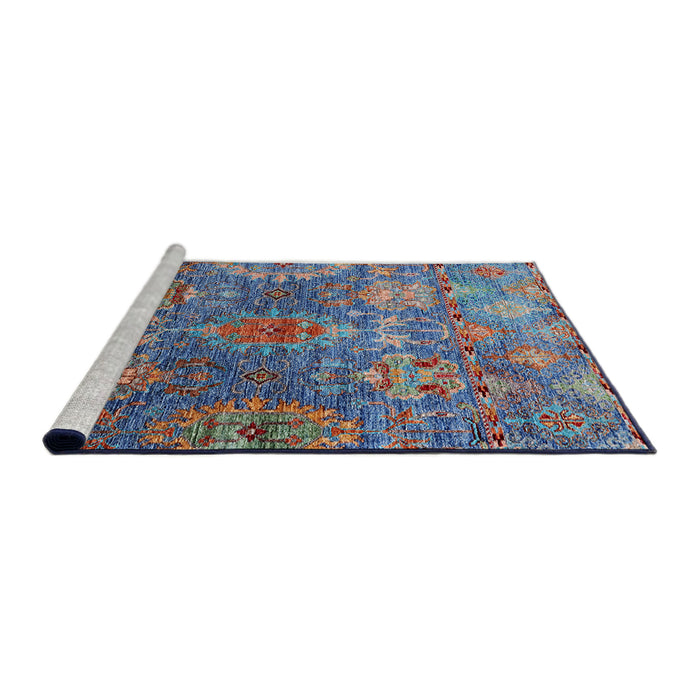 Sideview of Machine Washable Industrial Modern Koi Blue Rug, wshurb2429