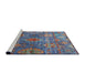 Sideview of Machine Washable Industrial Modern Koi Blue Rug, wshurb2429