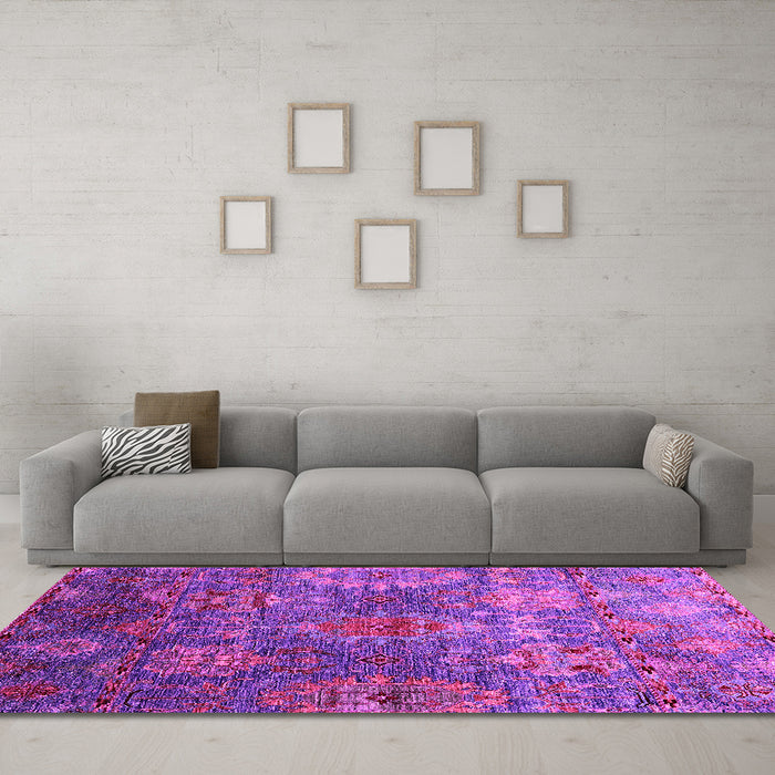 Machine Washable Oriental Pink Industrial Rug in a Living Room, wshurb2429pnk
