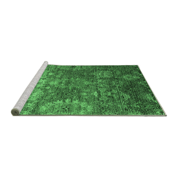 Sideview of Machine Washable Oriental Emerald Green Industrial Area Rugs, wshurb2429emgrn