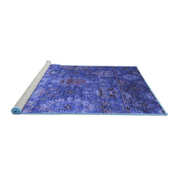 Sideview of Machine Washable Oriental Blue Industrial Rug, wshurb2429blu