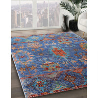 Mid-Century Modern Koi Blue Oriental Rug, urb2429