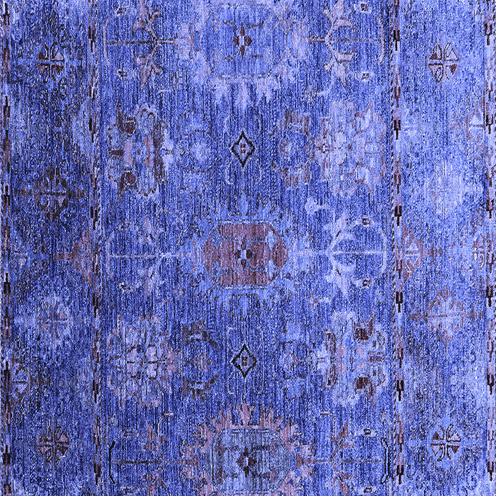 Square Machine Washable Oriental Blue Industrial Rug, wshurb2429blu