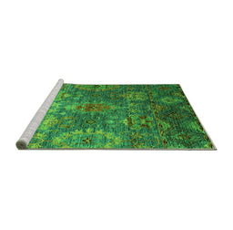 Sideview of Machine Washable Oriental Green Industrial Area Rugs, wshurb2429grn