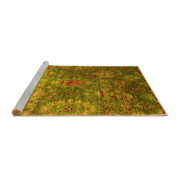 Sideview of Machine Washable Oriental Yellow Industrial Rug, wshurb2429yw
