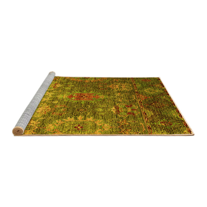 Sideview of Machine Washable Oriental Yellow Industrial Rug, wshurb2429yw