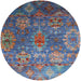 Round Machine Washable Industrial Modern Koi Blue Rug, wshurb2429