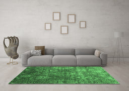 Machine Washable Oriental Emerald Green Industrial Area Rugs in a Living Room,, wshurb2429emgrn