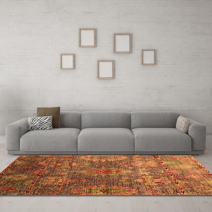 Machine Washable Oriental Orange Industrial Area Rugs in a Living Room, wshurb2429org
