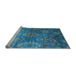 Sideview of Machine Washable Oriental Light Blue Industrial Rug, wshurb2429lblu