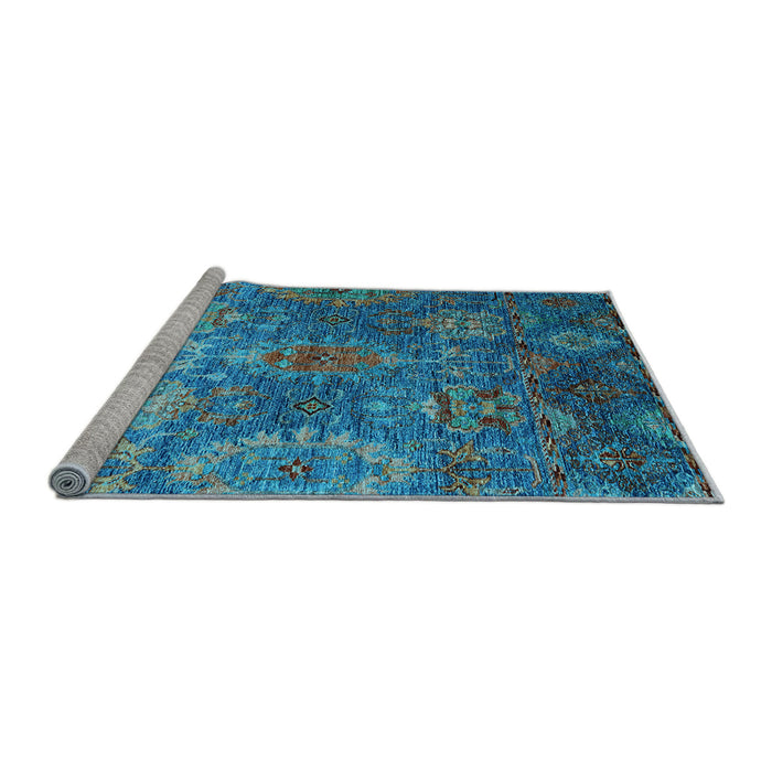 Sideview of Machine Washable Oriental Light Blue Industrial Rug, wshurb2429lblu