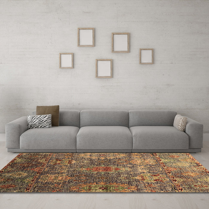 Machine Washable Oriental Brown Industrial Rug in a Living Room,, wshurb2429brn