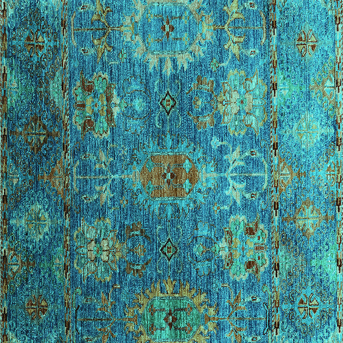Square Machine Washable Oriental Turquoise Industrial Area Rugs, wshurb2429turq