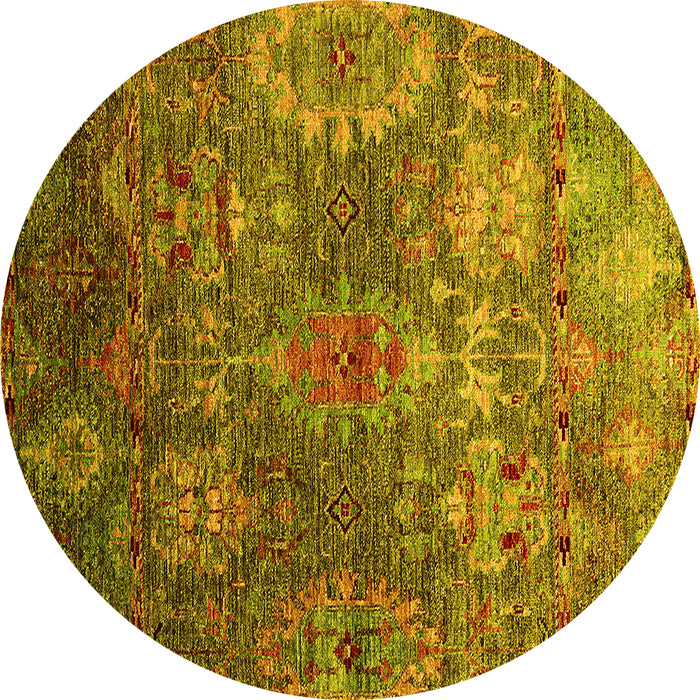 Round Oriental Yellow Industrial Rug, urb2429yw