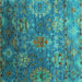 Square Oriental Turquoise Industrial Rug, urb2429turq