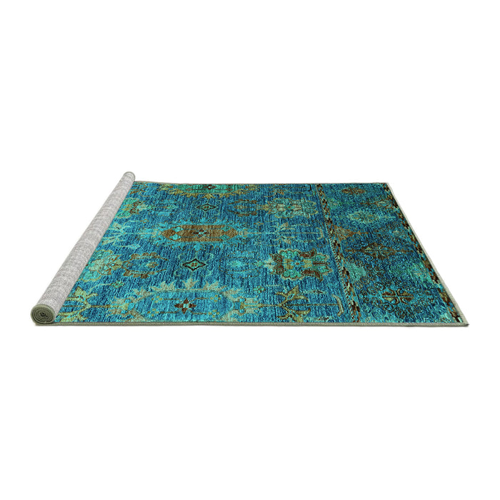 Sideview of Machine Washable Oriental Turquoise Industrial Area Rugs, wshurb2429turq