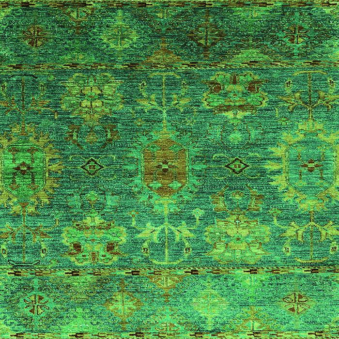 Square Machine Washable Oriental Green Industrial Area Rugs, wshurb2429grn