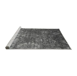 Sideview of Machine Washable Oriental Gray Industrial Rug, wshurb2429gry