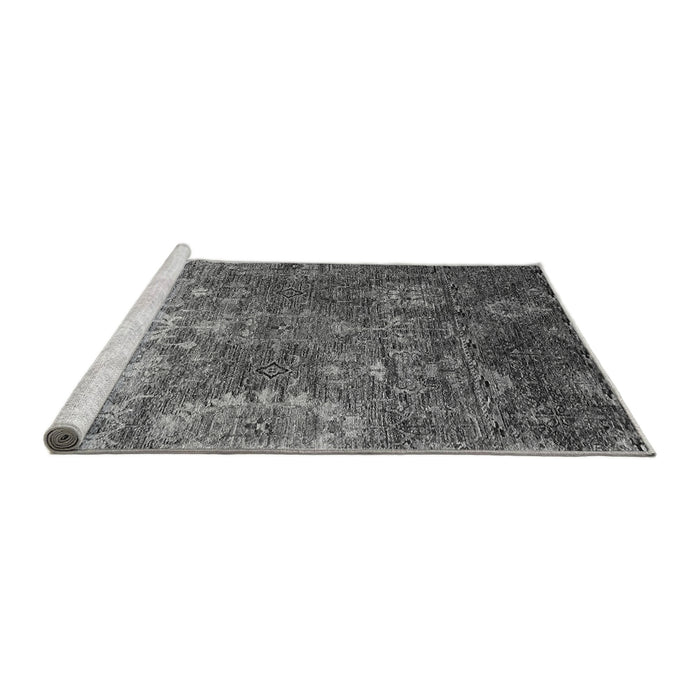 Sideview of Machine Washable Oriental Gray Industrial Rug, wshurb2429gry