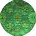 Round Oriental Green Industrial Rug, urb2429grn