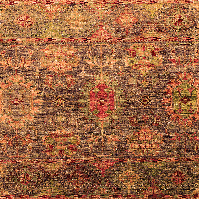 Square Machine Washable Oriental Orange Industrial Area Rugs, wshurb2429org
